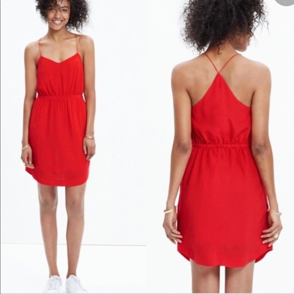 Madewell Silk Starview Red Cami Dress